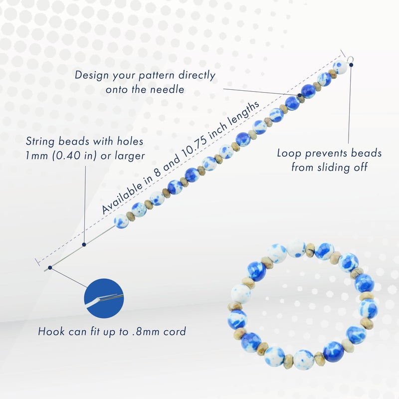 Beadalon Elastic Stretch Cord Beading Needle, Stainless Steel, 8 in Length, 1 pc, Easily Transfer Beads on Stretch Cord - Image 4